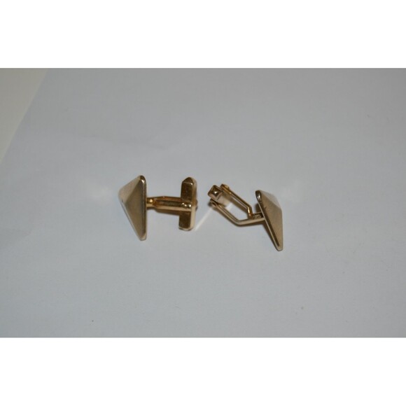 WOW Vintage Unique 1960s TRIANGLE Shaped SWANK Brass Men's Cuff Links Rare - Picture 4 of 6